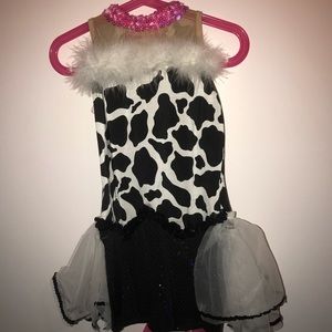 Girls Cow Tutu Leotard Costume with headband